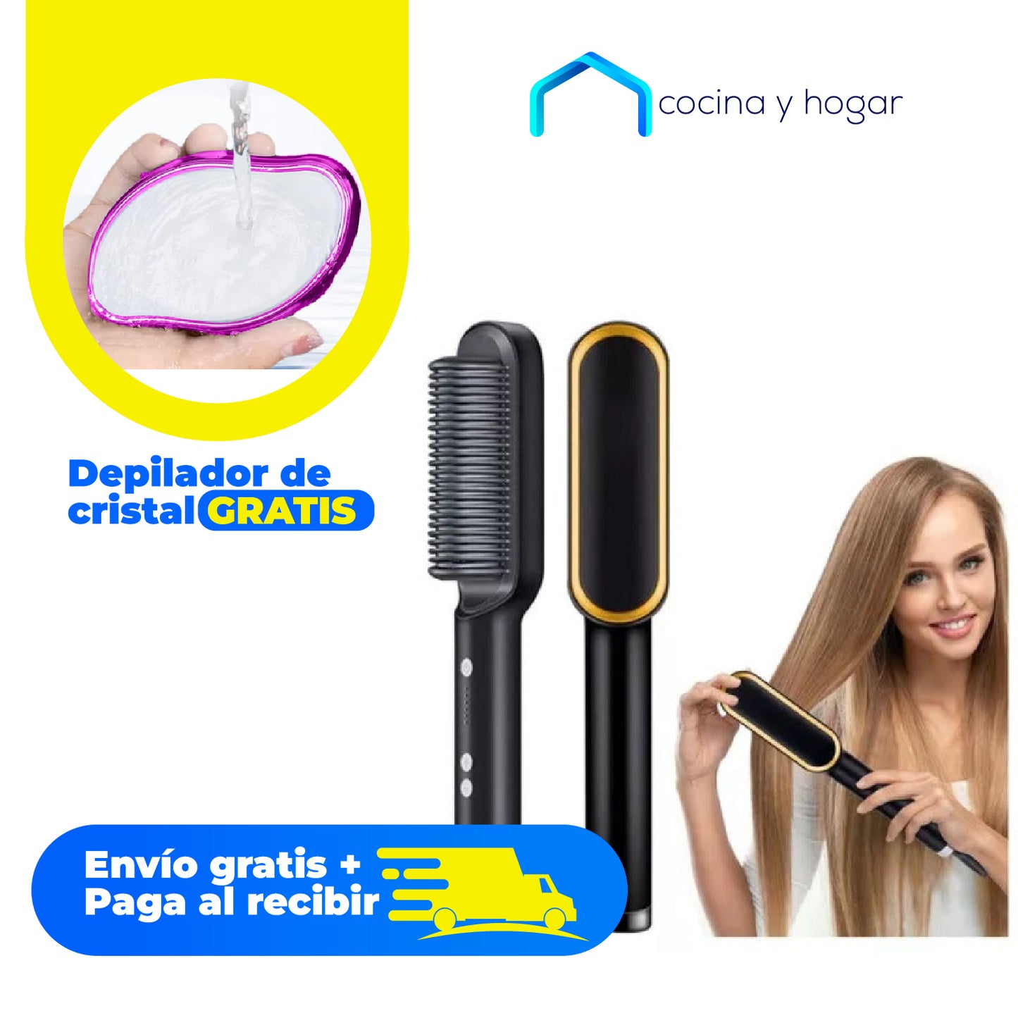 IonicPro Styler: El Cepillo 2 en 1 para Alisar y Rizar + Depilador Corporal Cristal (GRATIS)