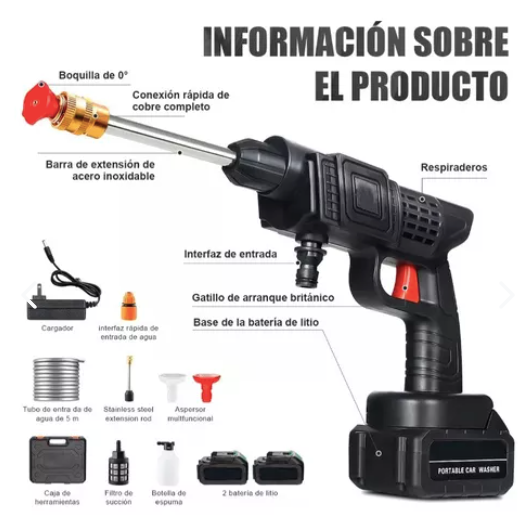 Hidrolavadora 48 v 2 Baterias 1 M 3Metro