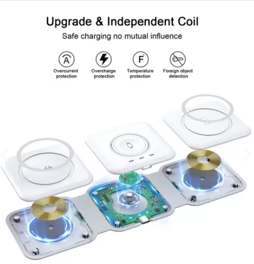 Cargador Inalámbrico Plegable 3 en 1