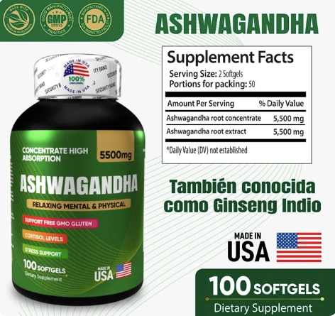 Ashwagandha X 100 Reduce el Estrés y la Ansiedad