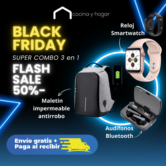 Combo Smart Seguro (Maletin antirobo+Smartwatch+ Audifonos)